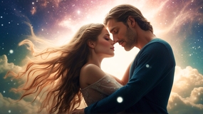 欧美星空下鼻尖吻情侣图片